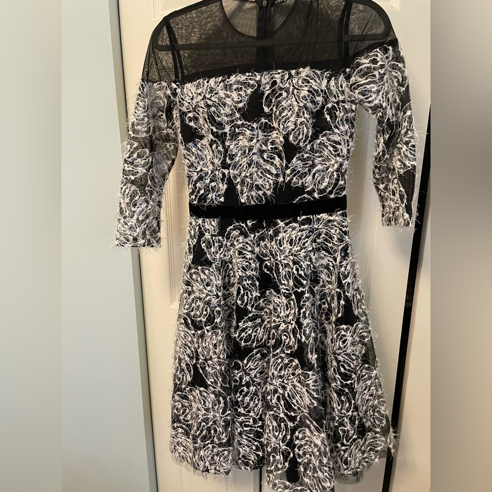 Black and white knee length dress